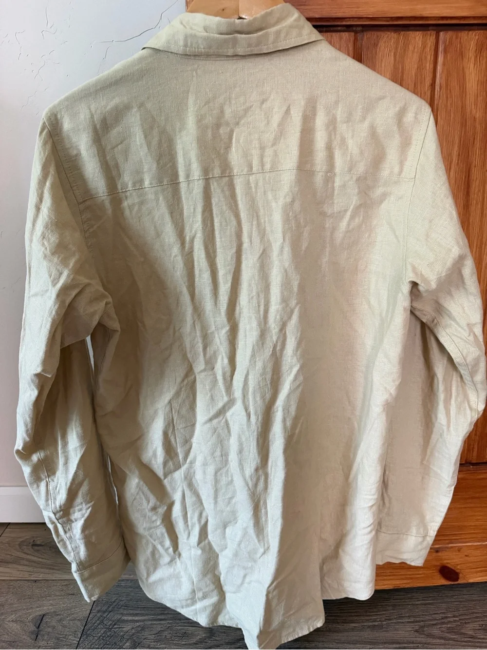 NWT Ruxen Linen Blend Button-Down Shirt | Medium | Khaki Neutral Casual